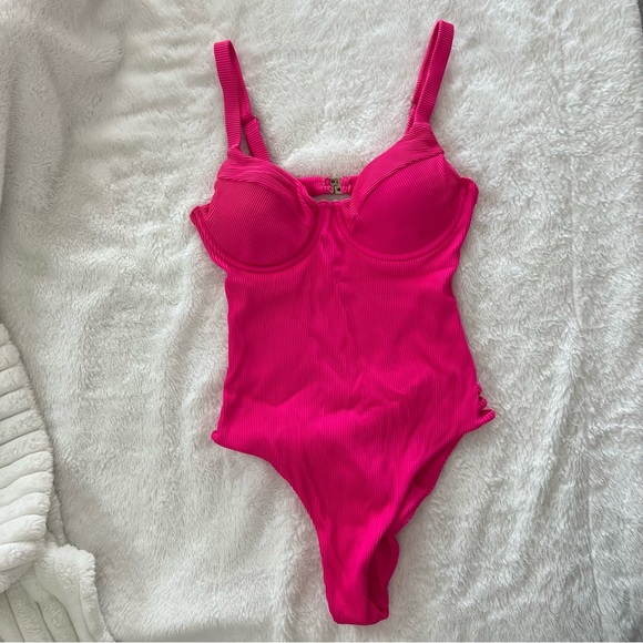 Molly J Swim Hot Pink One Piece Bathing Suit - Picture 2 of 6